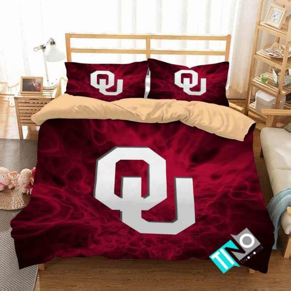 Ncaa Oklahoma Sooners 2 Logo V 3ds Duvet Cover Bedroom Sets Comfortable Bedding Sets