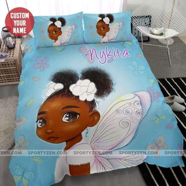 Little Butterfly Black Baby Custom Name Duvet Cover Bedroom Sets Comfortable Bedding Sets