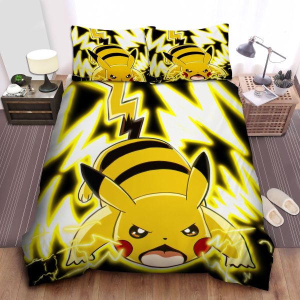 Pokemon, Angry Pikachu Duvet Cover Bedroom Sets Comfortable Bedding Sets