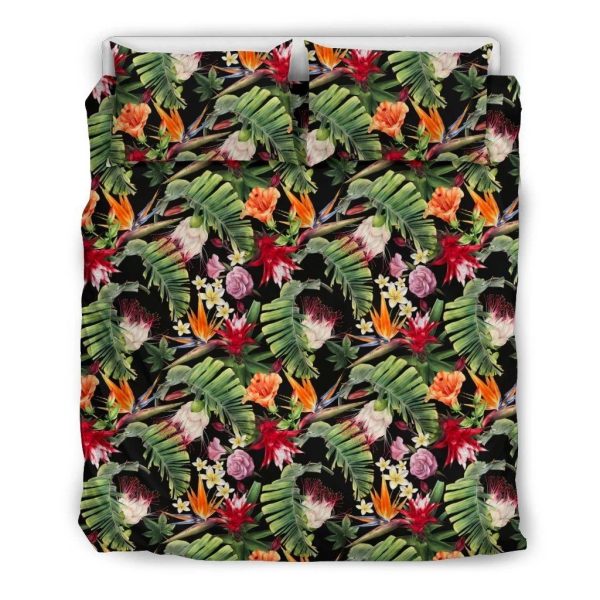 Hawaii Tropical Flowers Watercolor Pattern Duvet Cover Bedroom Sets Comfortable Bedding Sets
