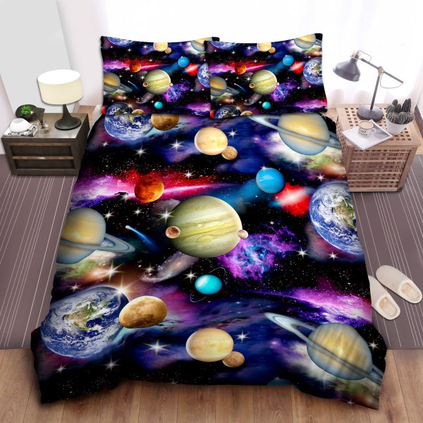 Galaxy Planets In Space Duvet Cover Bedroom Sets Comfortable Bedding Sets