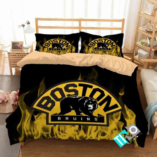 Nhl Boston Bruins 3 Logo 3ds V Duvet Cover Bedroom Sets Comfortable Bedding Sets