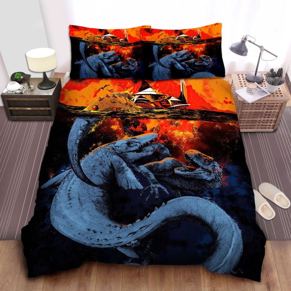 Jurassic World T-Rex Vs Mosasaurus Underwater Fight Duvet Cover Bedroom Sets Comfortable Bedding Sets