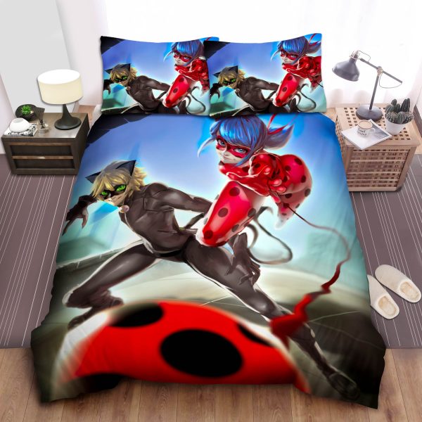 Ladybug & Cat Noir Painting Duvet Cover Bedroom Sets Comfortable Bedding Sets