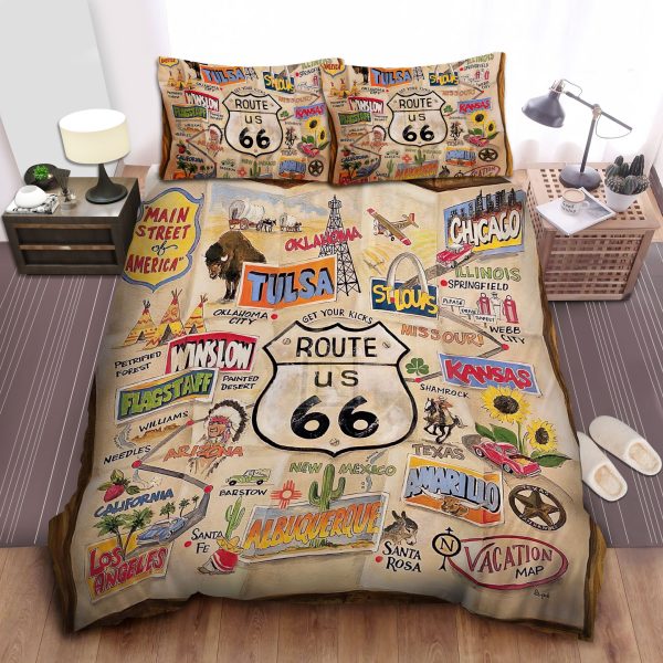 Road Map Route 66 Duvet Cover Bedroom Sets Comfortable Bedding Sets