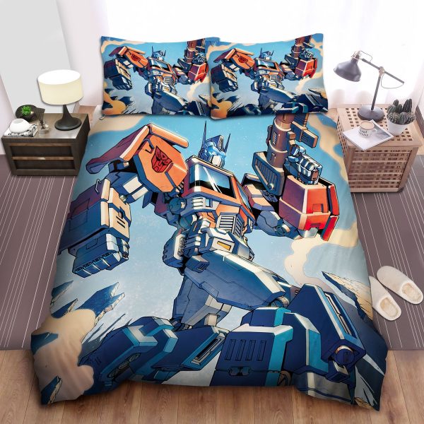 Transformer Autobot Optimus Walking On Battlefield Animated Series Duvet Cover Bedroom Sets Comfortable Bedding Sets