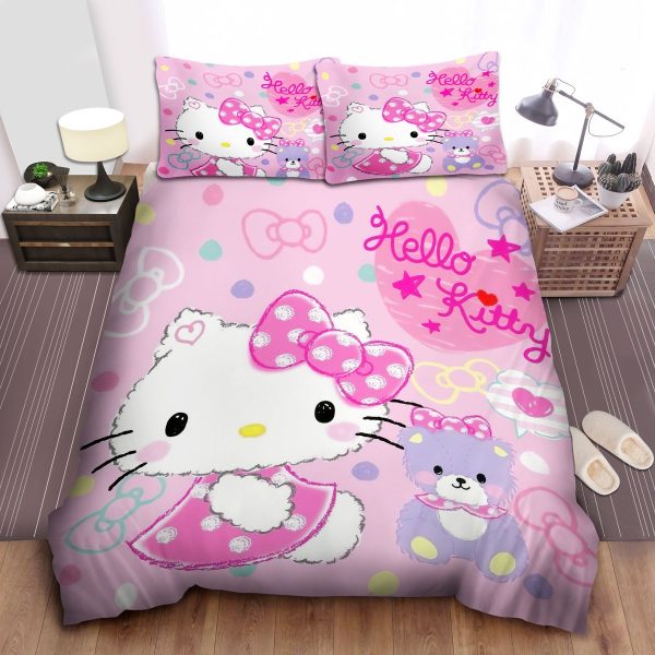 Hello Kitty In Crayon Drawing Duvet Cover Bedroom Sets Comfortable Bedding Sets