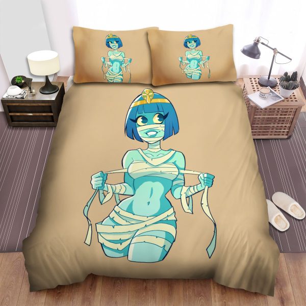 Halloween Blue Skin Mummy Lady Illustration Duvet Cover Bedroom Sets Comfortable Bedding Sets