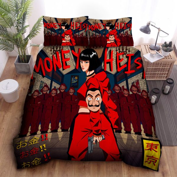 Money Heist Tokyo And The Team Comics Art Style Duvet Cover Bedroom Sets Comfortable Bedding Sets