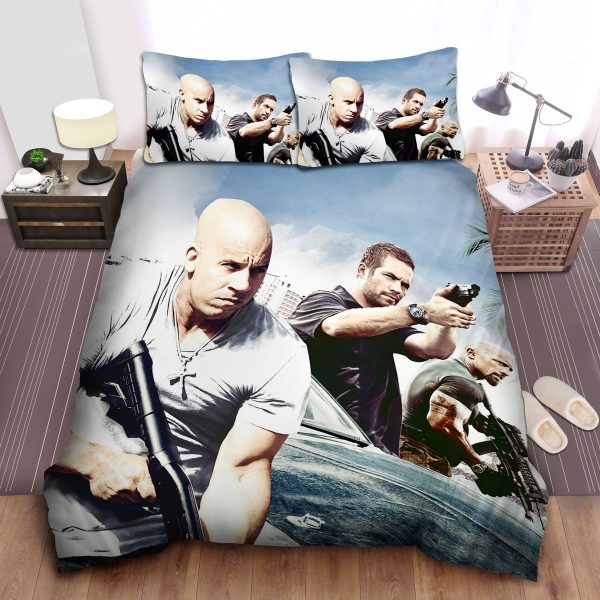 Fast & Furious Dominic Brian And Luke Hobbs In A Gun Combat Duvet Cover Bedroom Sets Comfortable Bedding Sets