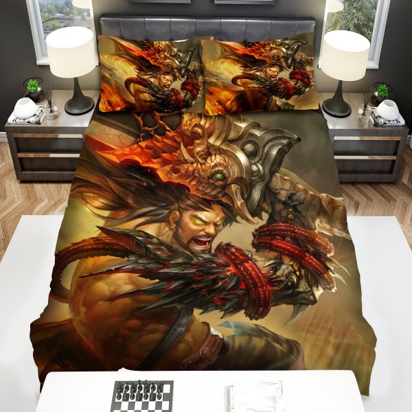 League Of Legends Demonblade Tryndamere Battle Fury Artwork Duvet Cover Bedroom Sets Comfortable Bedding Sets