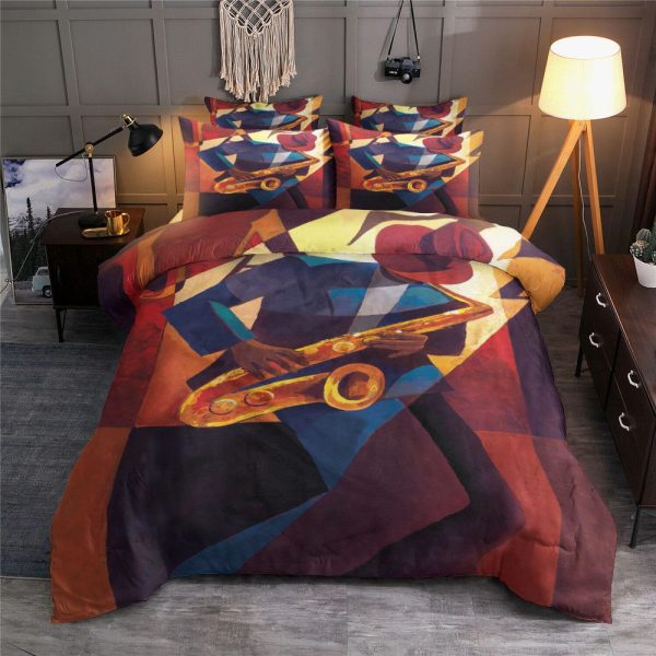 Geometric Jazz Saxophonist Duvet Cover Bedroom Sets Comfortable Bedding Sets