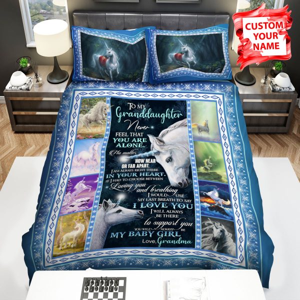 Personalized Unicorn To My Granddaughter From Grandma I Will Always Be There Duvet Cover Bedroom Sets Comfortable Bedding Sets