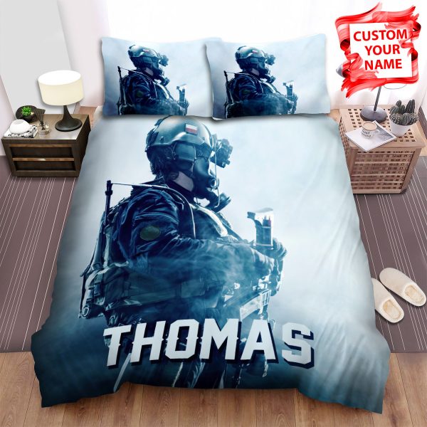 Army Military Soldier Smoke Blue Dark Duvet Cover Bedroom Sets Comfortable Bedding Sets