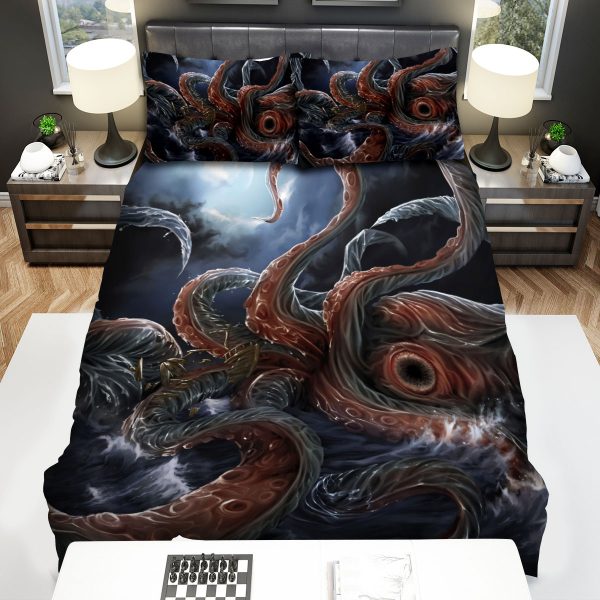 Kraken Under The Moonlight Artwork Duvet Cover Bedroom Sets Comfortable Bedding Sets