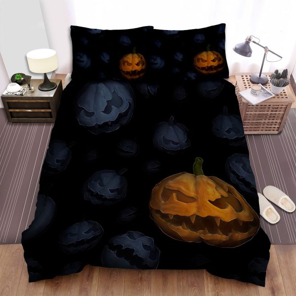 Halloween Jack-O-Lantern Among Colorless Duvet Cover Bedroom Sets Comfortable Bedding Sets