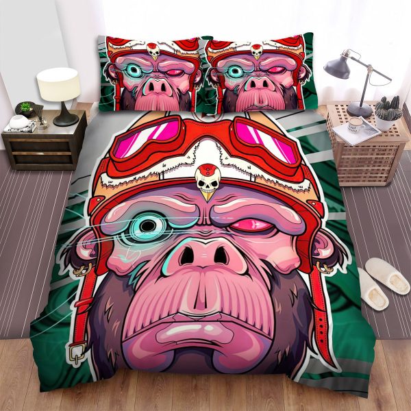 The Wild Animal - The Monkey Wearing A Helmet Duvet Cover Bedroom Sets Comfortable Bedding Sets