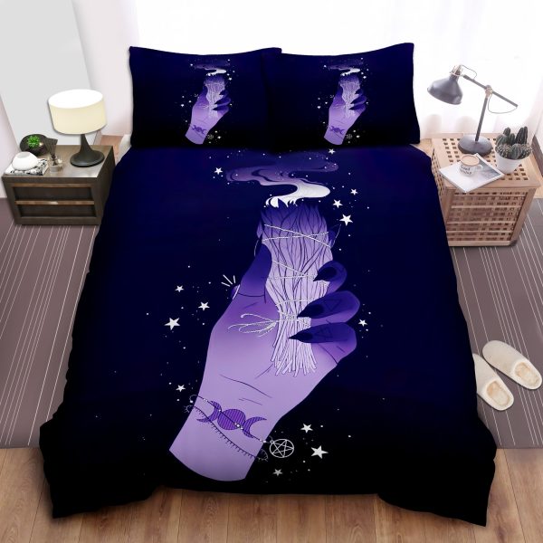 Witch Practice In Purple With Stars Duvet Cover Bedroom Sets Comfortable Bedding Sets