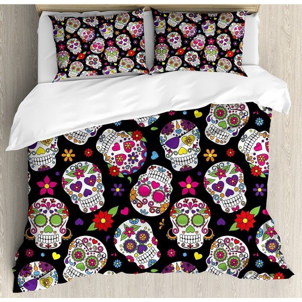 Sugar Skull Festive Graveyard Ritual Figures Duvet Cover Bedroom Sets Comfortable Bedding Sets