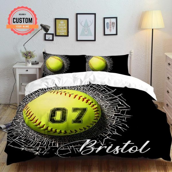 Personalized Softball Breaking Ball Perfect Gifts For Softball Lover Duvet Cover Bedroom Sets Comfortable Bedding Sets