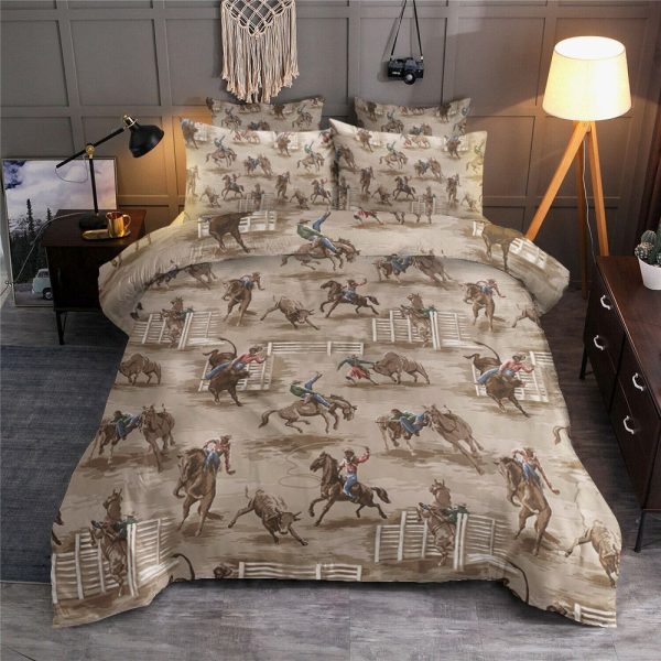 Cowboy Cotton Bedding Sets: Duvet Cover and Bed Sheets Spread
