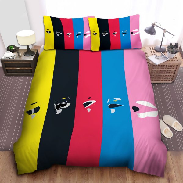 Power Rangers Helmet In Iconic Colors Split Artwork Duvet Cover Bedroom Sets Comfortable Bedding Sets