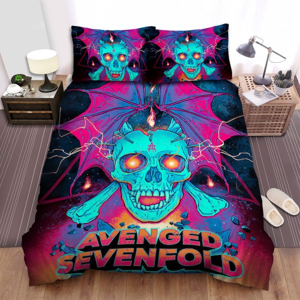Avenged Sevenfold Colourful Skull With Wings Duvet Cover Bedroom Sets Comfortable Bedding Sets