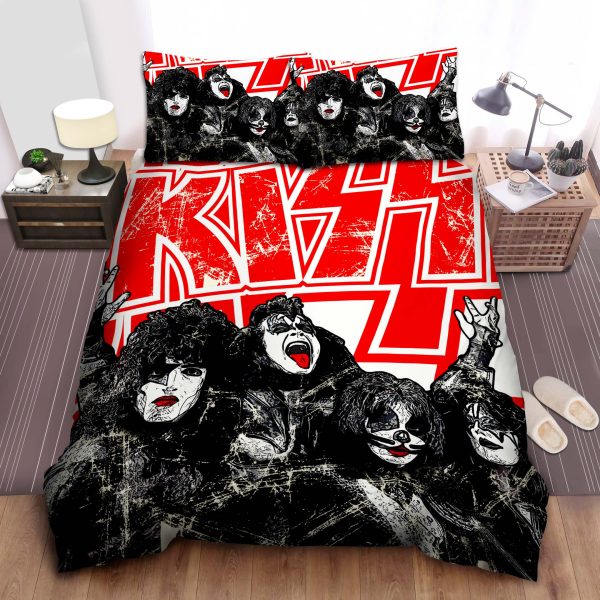 Kiss Band Vintage Metal Rock Poster: Comforter, Duvet Cover, Bed Sheet Bedding Sets