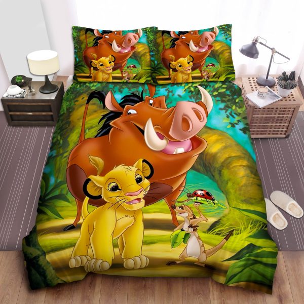 Young Simba, Timon & Pumbaa Lion King Jungle Bedding Set: Sheets, Comforter, Duvet Cover