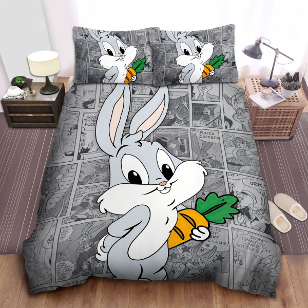 Baby Bugs Bunny In Comic Background Duvet Cover Bedroom Sets Comfortable Bedding Sets