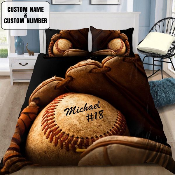 Personalized Baseball Ball Inside Glove Perfect Gifts For Baseball Lover Duvet Cover Bedroom Sets Comfortable Bedding Sets