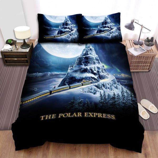 The Polar Express Full Moon Background Duvet Cover Bedroom Sets Comfortable Bedding Sets