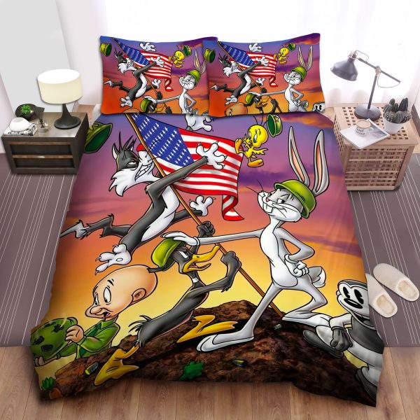 Looney Tunes Battlefield Comforter, Duvet Cover & Bed Sheets Bedding Set