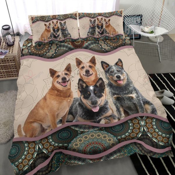 Heeler Dog And Boho Pattern Duvet Cover Bedroom Sets Comfortable Bedding Sets