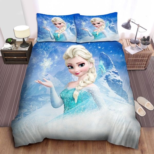 Frozen Elsa's Magic Snowflake Bedding Set: Comforter, Duvet Cover, Sheets