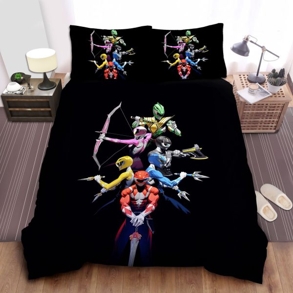 Iconic Power Rangers Weapons Artwork Duvet Cover Bedding Sets: Sheets & Comforter