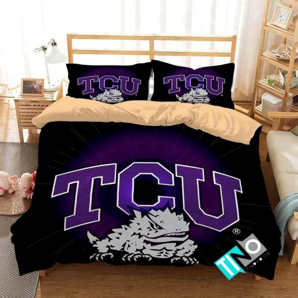 NCAA TCU Horned Frogs Logo Duvet Cover Bedroom Sets Comfortable Bedding Sets