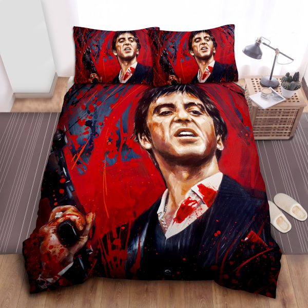 Tony Montana Scarface Art Painting: Bloody Bed Sheets, Duvet Cover Bedding Sets
