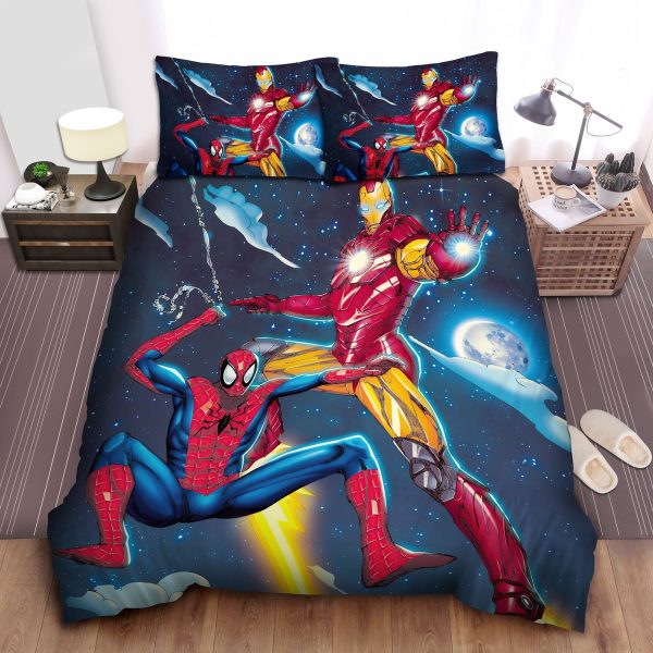 Iron Man & Spider-Man Marvel Bedding Set: Outer Space Duvet Cover, Sheets