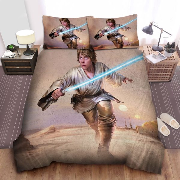Luke Skywalker Star Wars Bedding Set: Digital Portrait Duvet Cover, Sheets, Comforter