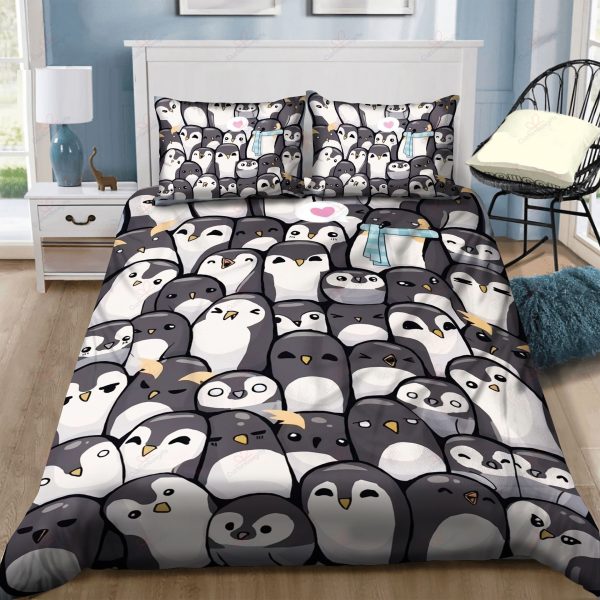 Penguin-Themed Comforter, Duvet Cover, and Bed Sheets Bedding Set