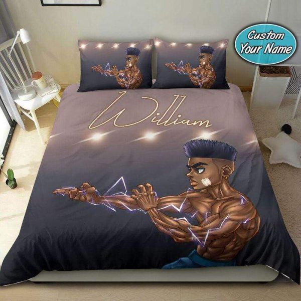 Kung Fu Black Boy African Personalized Custom Name Duvet Cover Bedroom Sets Comfortable Bedding Sets