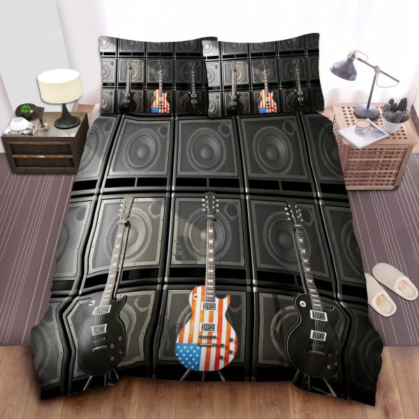 American Flag Us Bass Guitar Trendy Electronic Rock Music Digital Graphic Work Duvet Cover Bedroom Sets Comfortable Bedding Sets