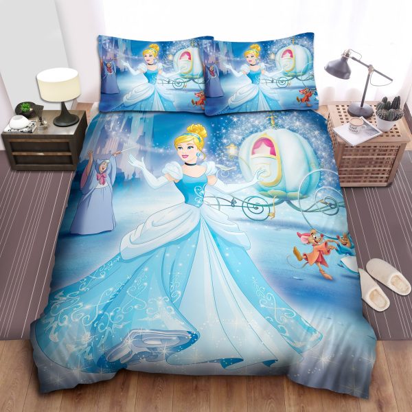 Princess Cinderella Bedding Sets: Fairy Godmother's Magic on Duvet Cover & Sheet Spread