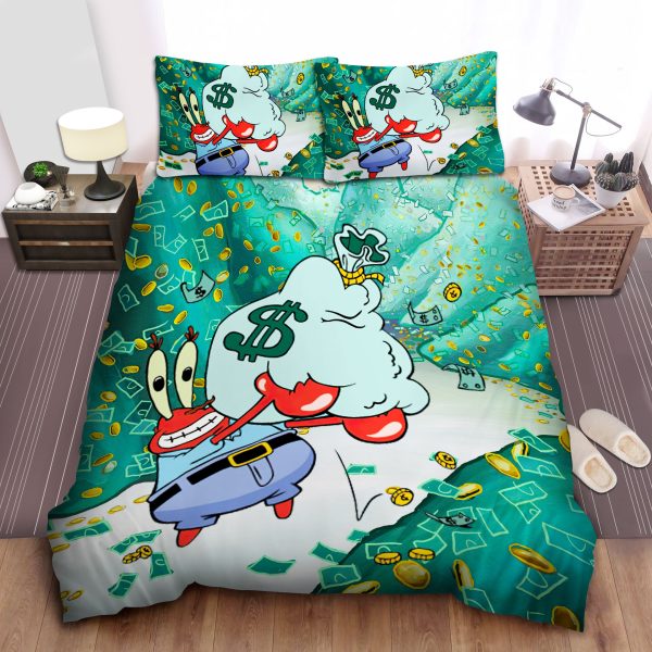 Spongebob Squarepants, Mr. Krab Happy With Money Duvet Cover Bedroom Sets Comfortable Bedding Sets