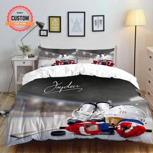 Personalized Ice Hockey Arena And Items Perfect Gifts For Ice Hockey Lover Duvet Cover Bedroom Sets Comfortable Bedding Sets