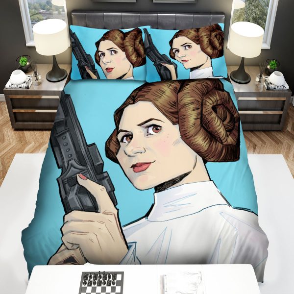 Star Wars Princess Leia With Her Blaster Illustration Duvet Cover Bedroom Sets Comfortable Bedding Sets