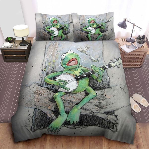 Muppets Kermit The Frog Art Bedding Set: Duvet Cover, Sheets, Comforter Spread