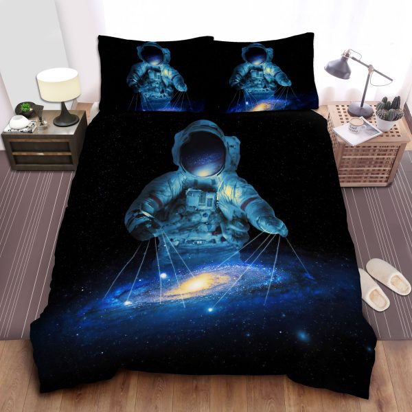 Giant Astronaut Controlling The Galaxy Illustration Duvet Cover Bedroom Sets Comfortable Bedding Sets