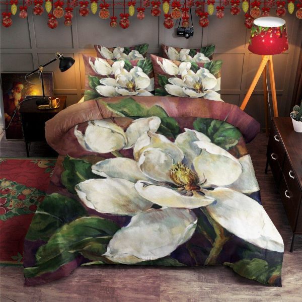 Magnolia Blooming Cotton Bedding Set: Ideal Magnolia Lover Gift for Birthday, Christmas, Thanksgiving